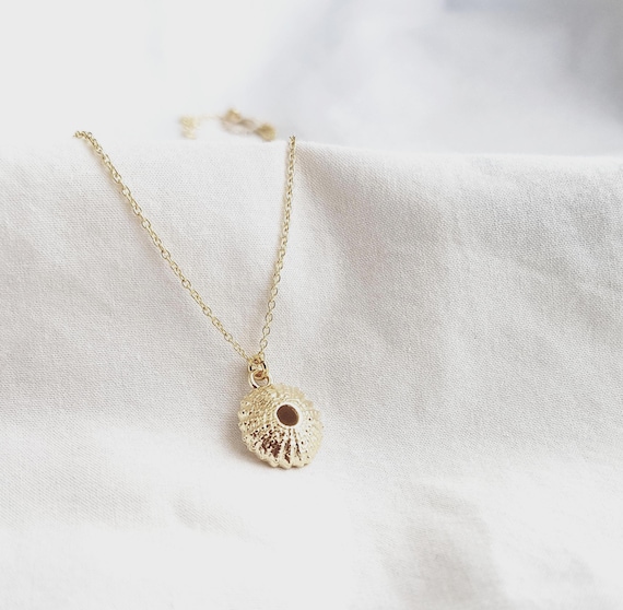 Sea urchin necklace,18k gold-plated,gift for her,oceanlover, sea urchin pendant,beach jewelry,birthday gift,adjustable necklace, charity
