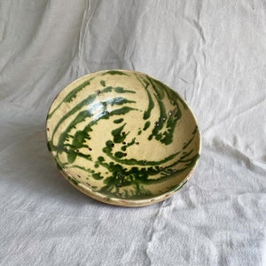 An Early 20th Century Strainer Bowl with Yellow and Green Glazing, French Rustic