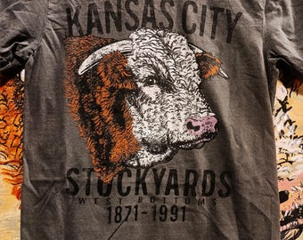 KC Stockyards tee, Kansas City, Hereford shirt, 100% pre-chrunk Cotton top