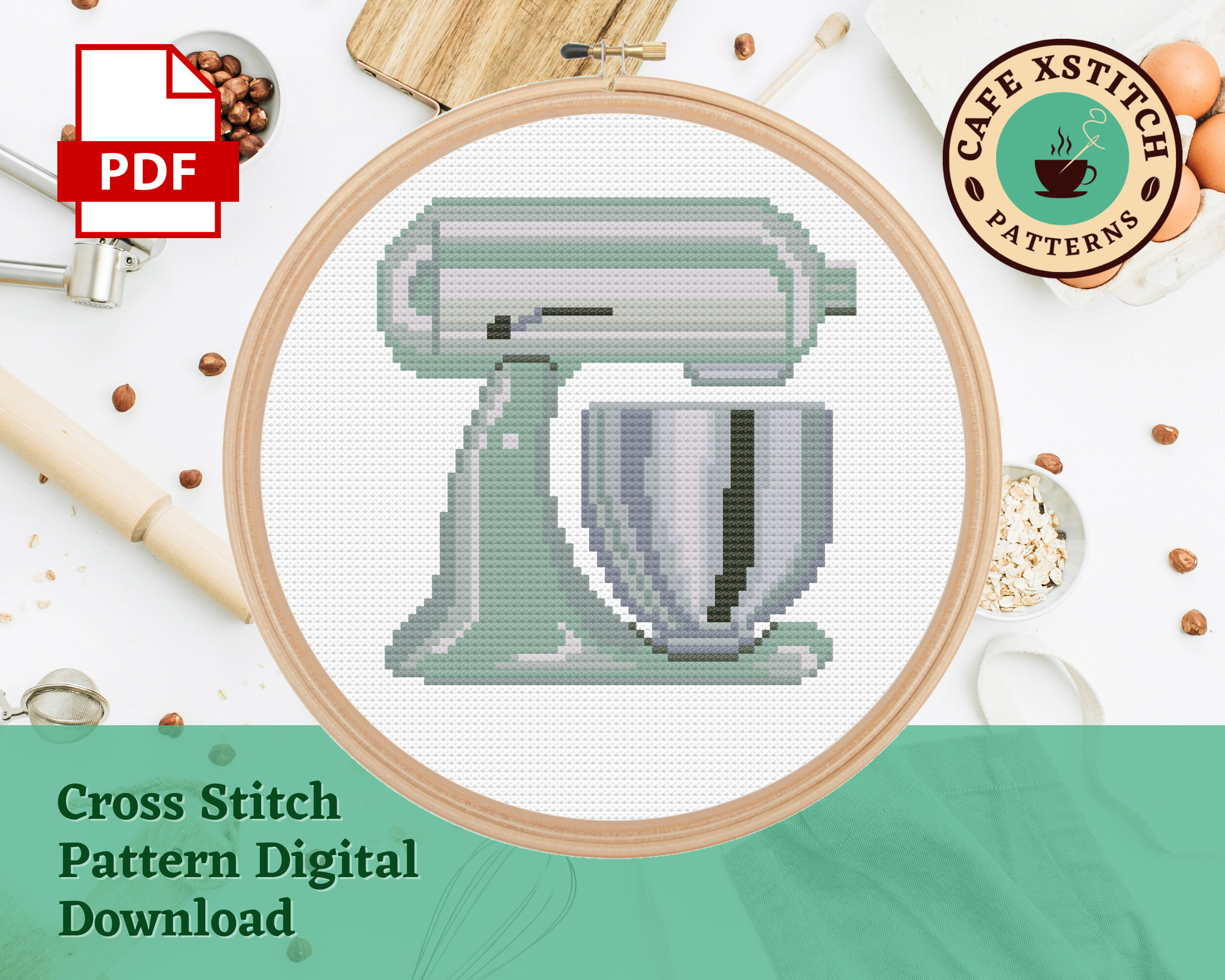 Electric Mixer Cross Stitch Pattern 1 Instant PDF Download Hand Mixer  Watercolor Cross Stitch Pattern Stand Mixer Cross Stitch 