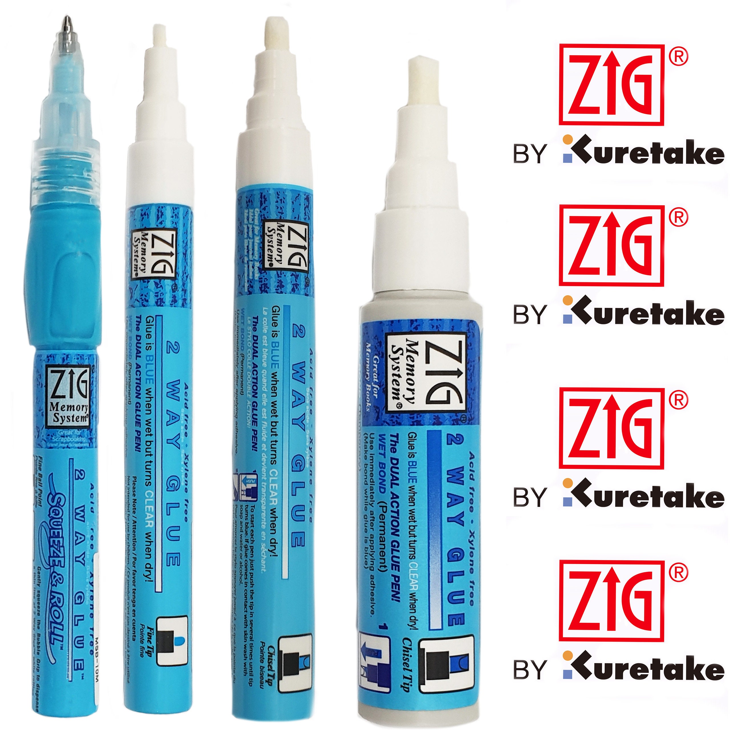 Zig 2 Way Craft Glue Pen Squeeze & Roll 1mm Fine Tip 
