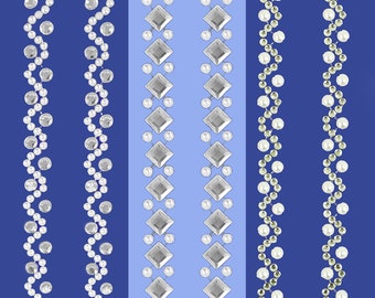 Sticker Strips Diamante/Pearl 15cm Self Adhesive Craft Border Stick On Long Trim Edge