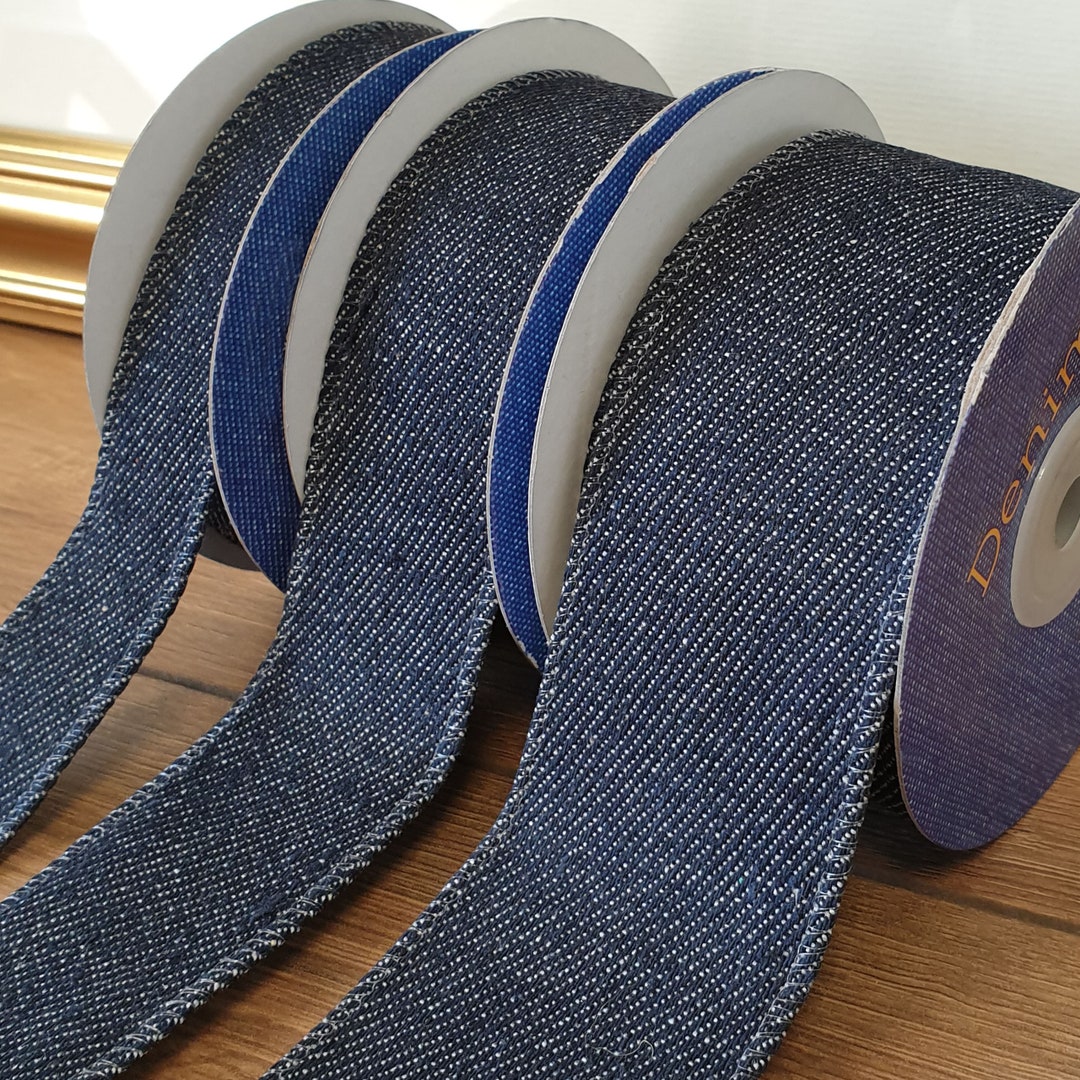 Demtex Ribbons Wired Edge REAL Denim Ribbon PREMIUM QUALITY | Cut to Order - Etsy