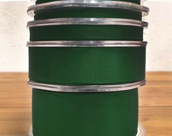 3-38mm Beautiful Dark Green Grosgrain Ribbon Thin - Wide Solid Cut Per 1m