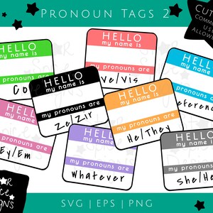 Pronoun Name Tags Printable Cut Files
