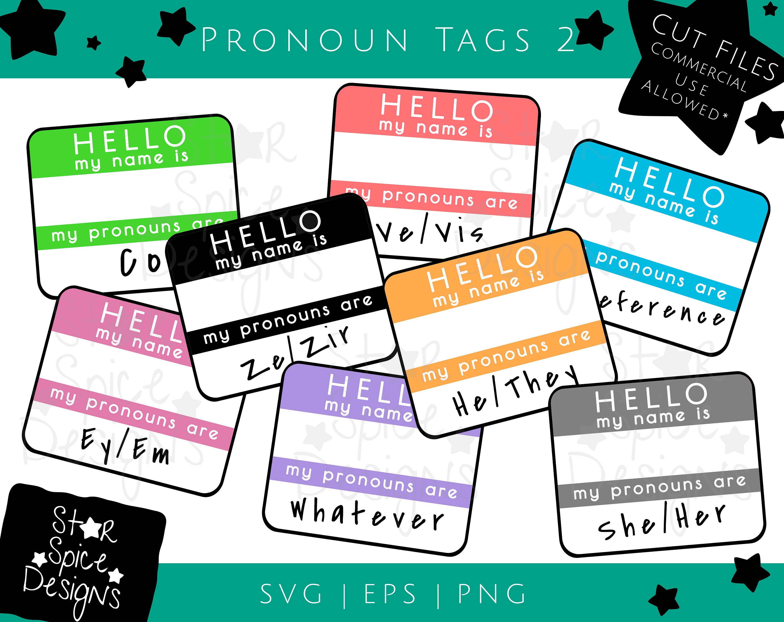Pronoun Name s Printable Cut Files Etsy Ireland