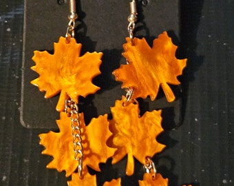 Orange Blatt Ohrringe
