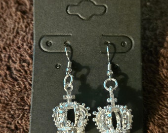 Silver Sparkle Crown Earrings
