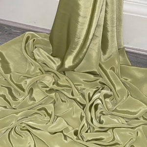 1m Sage green olive  Crepe De Chine Fabric Plain Premium  44” Wide Dress
