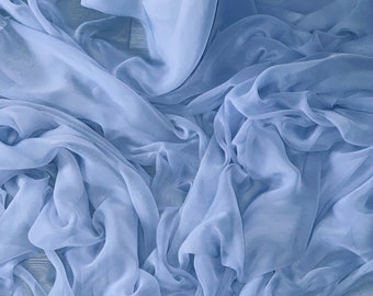 1m  sky blue georgette  chiffon dress fabric 58&quot; wide