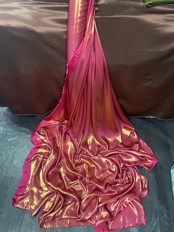 ebay hot pink dress 1m hotpink / gold shimmer satin fabric 58