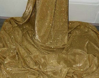 1m metalic gold sparkly moonlight  lurex glitery slight strech fabric 58&quot; wide