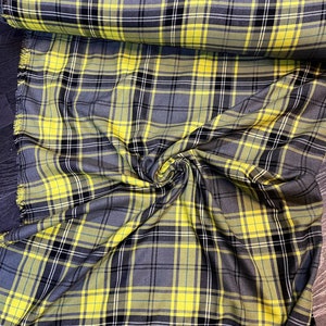 1Myellow black grey Poly Viscose Tartan Suiting Dress Fabric craft 58&quot; WIDE