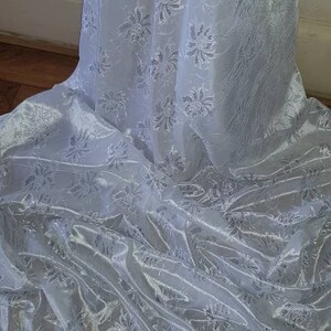 1M white metalic satin on lace   fabric  dress  58” wide
