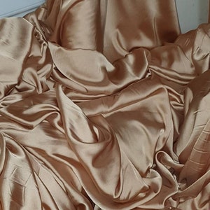 1m  silky charmeuse smooth satin  gold color  dress fabric 58&quot; wide