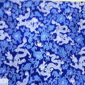 1m royalblue coloured  dragon chinese oriental Shanghai fabric 45" wide