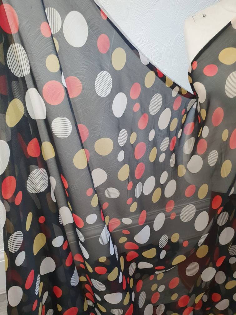 Tissu Coton à Pois Multicolore - 1 Mètre X 150 Cm De Large Pour Couture DIY