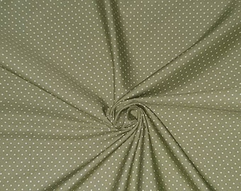 1 m de tecido popeline 100% algodão com estampa de bolinhas verde-sálvia, 112 cm de largura