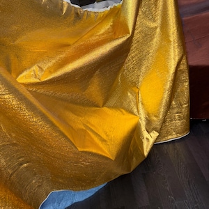 1m gold metalic crinkle  lame party dress fabric 58&quot; wide new