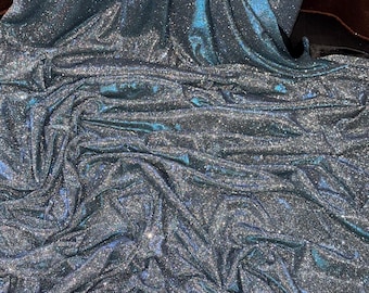 1m  two tone sliver royal blue turquiose sparkly moonlight   fabric 58" wide