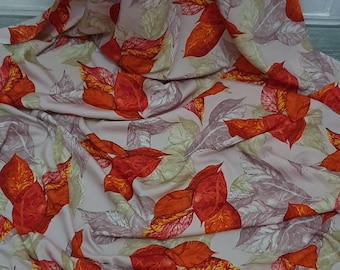 1m  leaf floral  multi colour  print American crepe floral fabric 45"