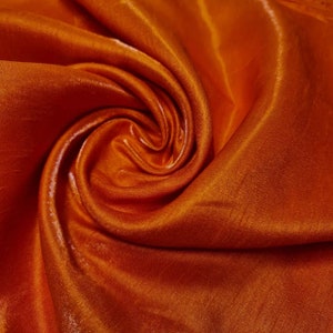 Robe de mariée orange brûlé en tissu de soie shantung polyester shantung satiné, décoration de 58 po. de large