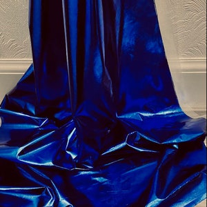 1m ) royal blue Metallic Shiny Foil Lame Fancy Dress Craft Dance Fabric Material 45”wide