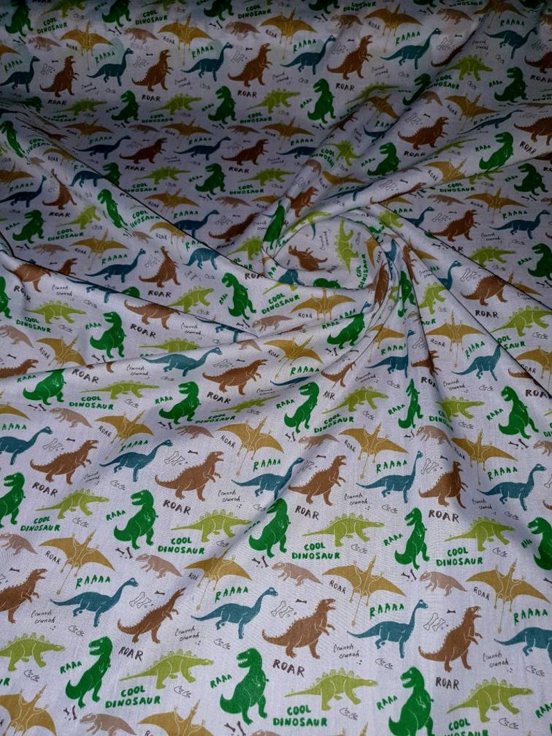 1m dinosaur greenbrown coloured polycotton 44 wide