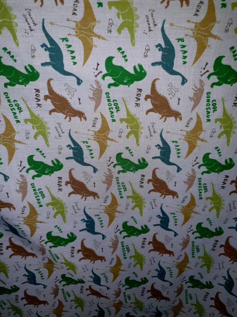 1m dinosaur greenbrown coloured polycotton 44 wide