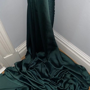 1m charmeuse silky smooth satin bottle green colour dress fabric 58" wide