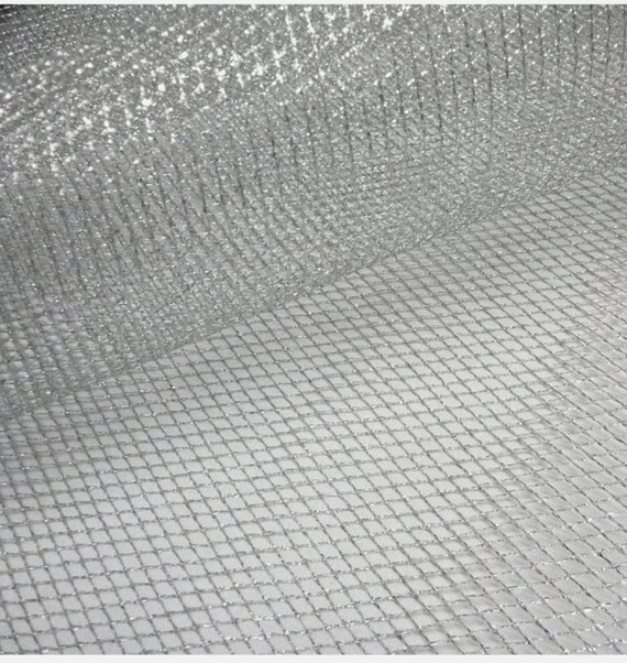 Silver Metallic Lurex Mesh Net Fabric per Metre 45wide 