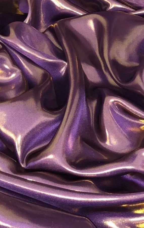 1m Purple Gold Shimmer Satin Dress Fabric 58