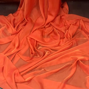 1m burnt orange  cationic chiffon dress fabric 58" wide