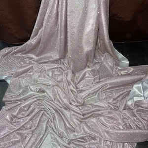 1m  dusty  baby pink glitery  Lurex sparkly moonlight  slight strech fabric 58&quot; wide