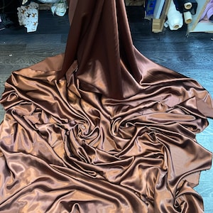 1m brown light weight soft smooth satin  fabric 58” wide