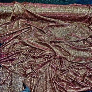 1m Lurex pink red gold glitery  sparkly moonlight  slight strech nylon fabric 58&quot; wide