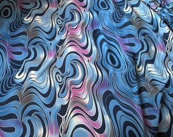 Tecido para vestido georgette com estampas abstratas de ondas de 1 m e 58" de largura