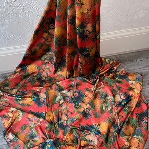 1m  chameuse  smooth satin floral print multi coloured dress fabric 58&quot; wide