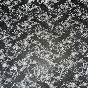 1m  white  sequin bridal scalloped    fabric bridal fabric 58” wide