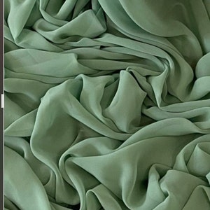 1m sage green supreme  chiffon dress fabric 45” wide