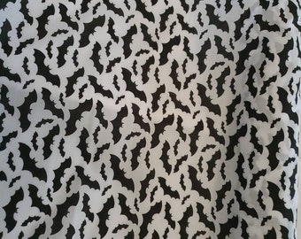 1m gothic bat print black white coloured  polycotton 44&quot; wide