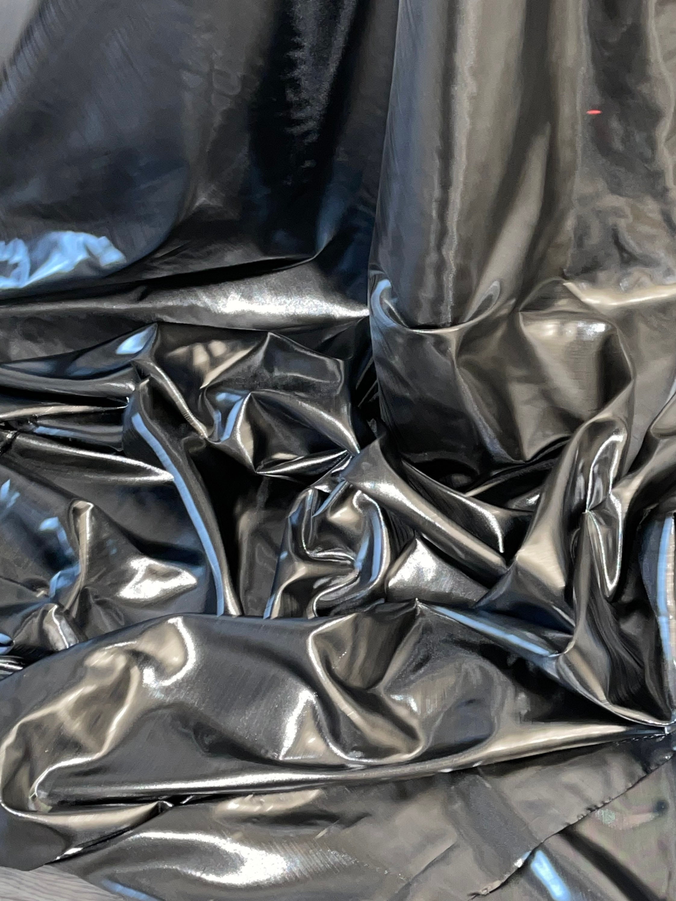 1m Silver / Black Metallic Shiny Double Sided Foil Lame