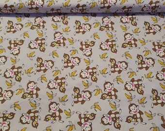 Baumwollstoff Mit Affen-Muster – 100% Baumwolle, 150 Cm Breit, Öko-Tex, Ca. 145 G/qm, Meterware