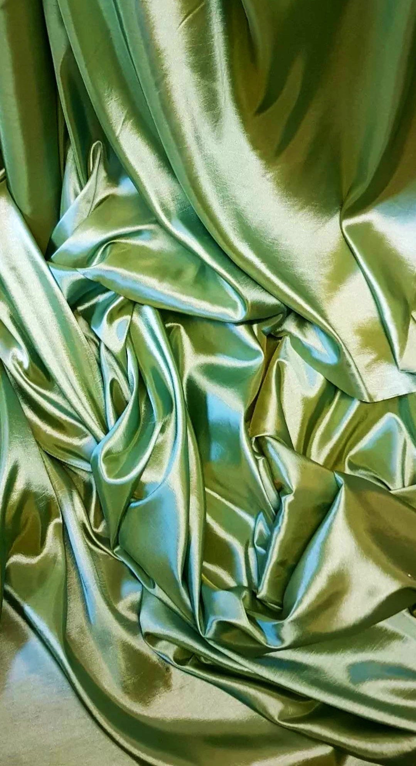 Lime Cream Green Taffeta Silk Fabric main image 0