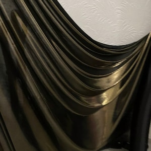 1m black / gold foil Strech nylon back metalic foil  lame fabric 58”wide