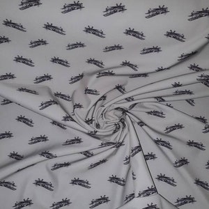 1m Soft Shell  - GREY vintage aeroplane craft fabric 58&quot; wide
