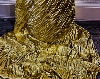 1m gold  crinkle pleated metalic  lame fabric 52" wide