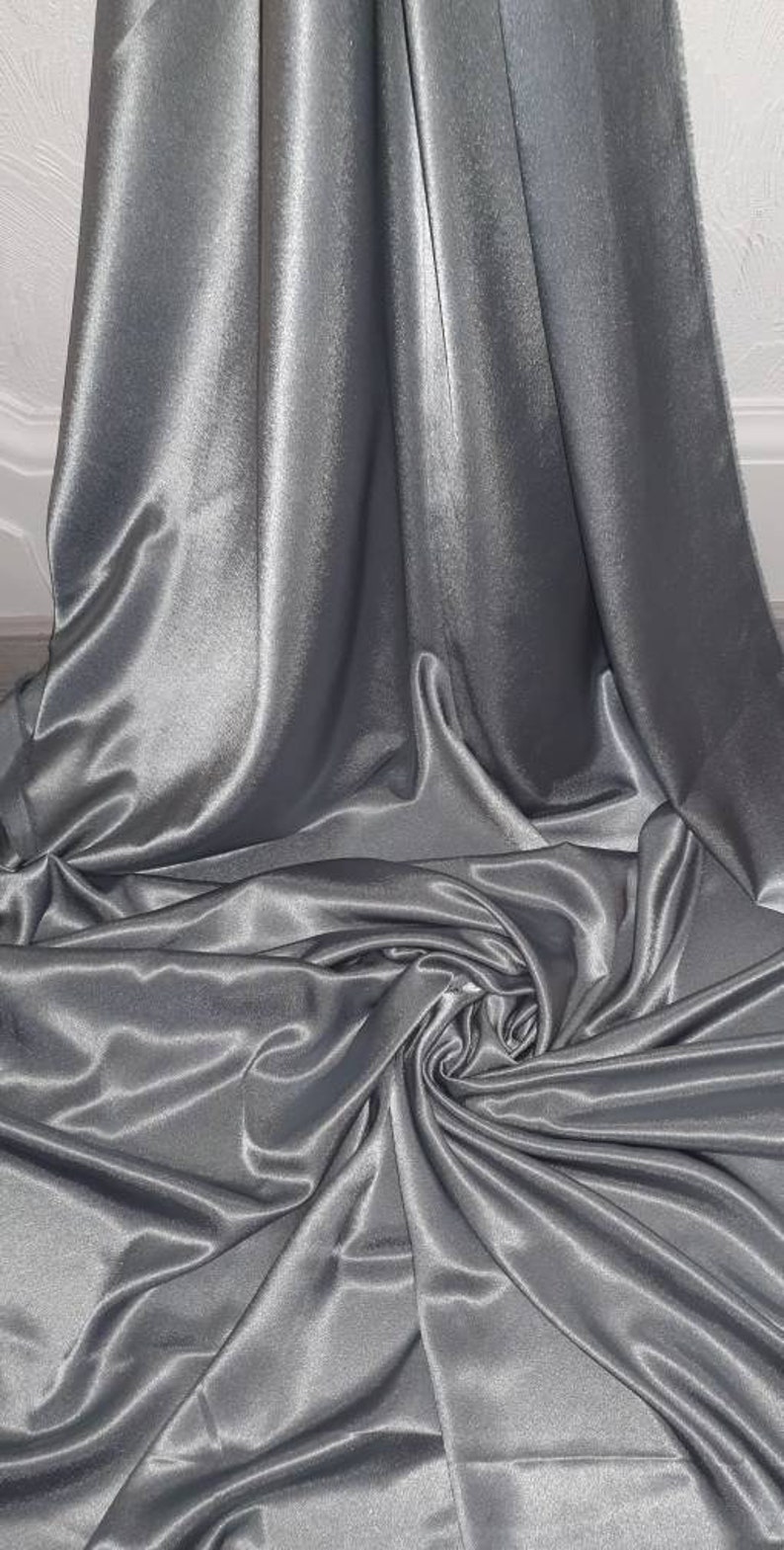 Steel Grey Silk Crepe Back Satin Fabric main image 0