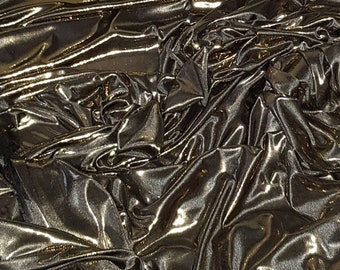 1m Black gold metalic shimmer satin fabric 58" wide