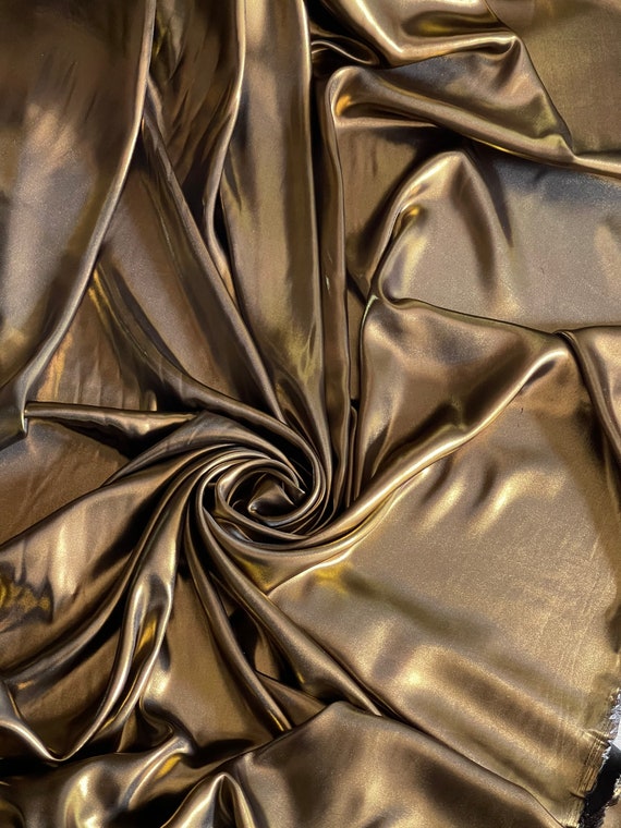 Buy 1m Black /gold Shimmer Satin Dress Fabric 58" Wide Online in India -  Etsy